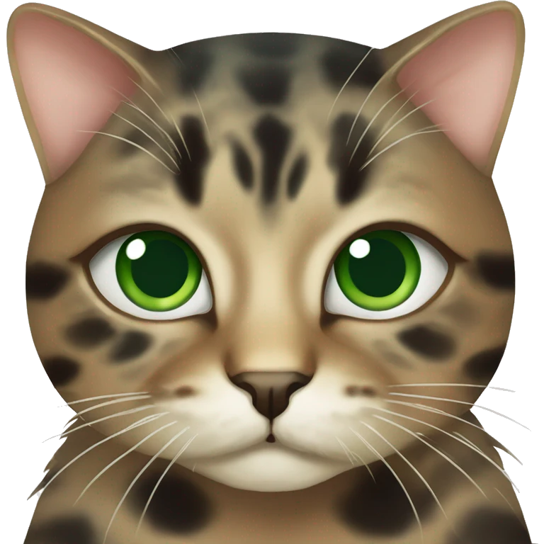 Tortoise shell cat with green eyes￼ emoji