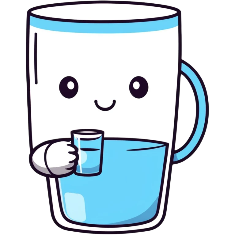 Character drinking a glass of water, hydration emoji