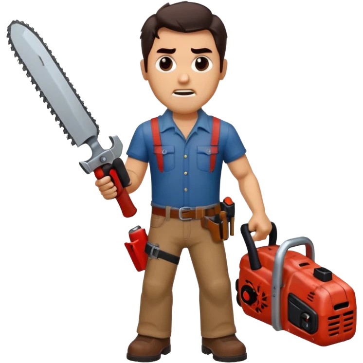  ash from the movie evil dead  movie Emoji with change all in the place of his right hand emoji