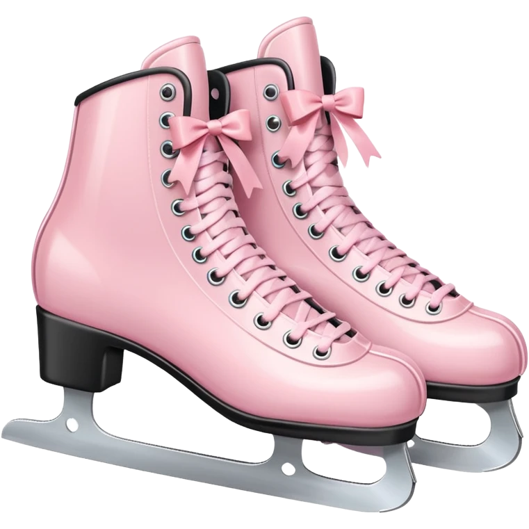 two pastel pink ice skates with bows emoji