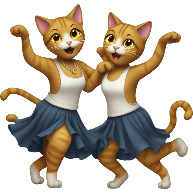 two girl cats dancing emoji