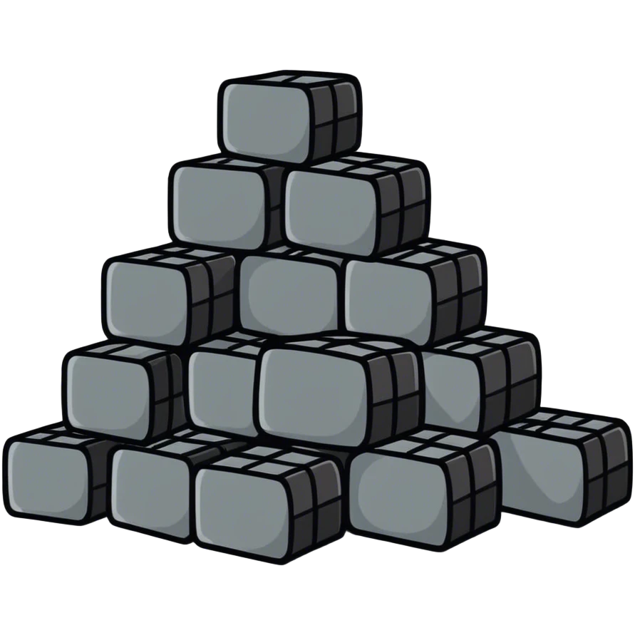Pile of coal briquettes, solid fuel emoji