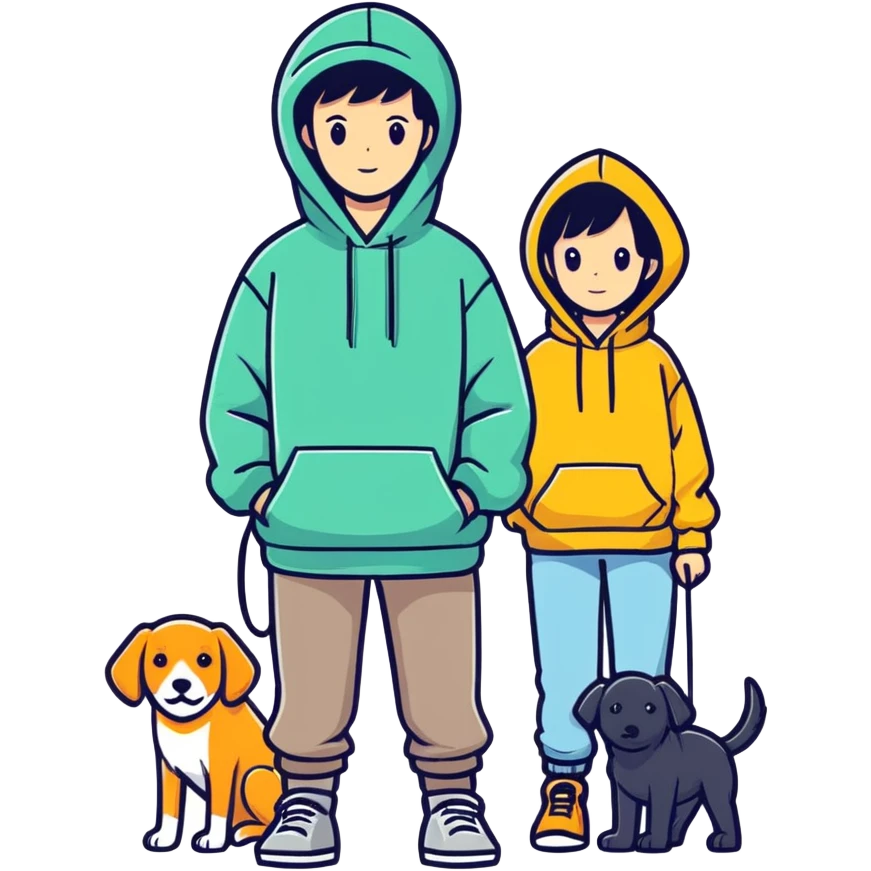 Me and my wife wearing dog hoodies emoji