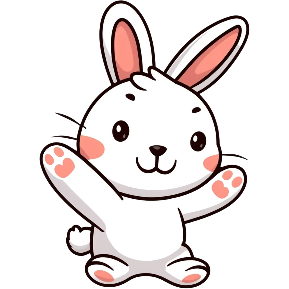 A cute cartoon rabbit with a loving expression, with text saying "buenas noches, hijito mío!" emoji