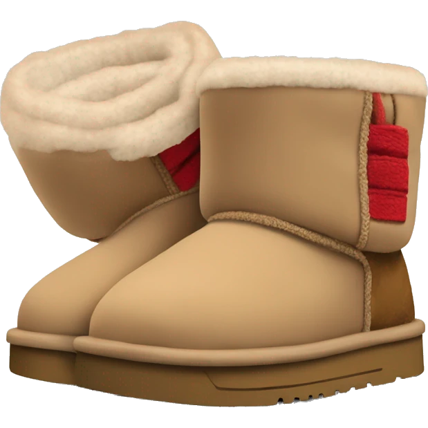 Ugg platform camel colored slippers with thin red line on the cuff emoji