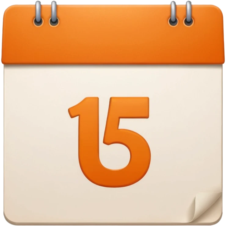 orange simple calendar with number 15 on it emoji