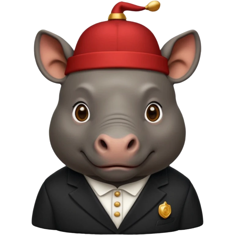 black suited rhino with fes hat emoji