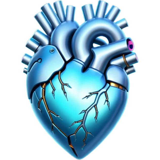 Blue and Cyan glowing holographic cyberpunk heart  emoji