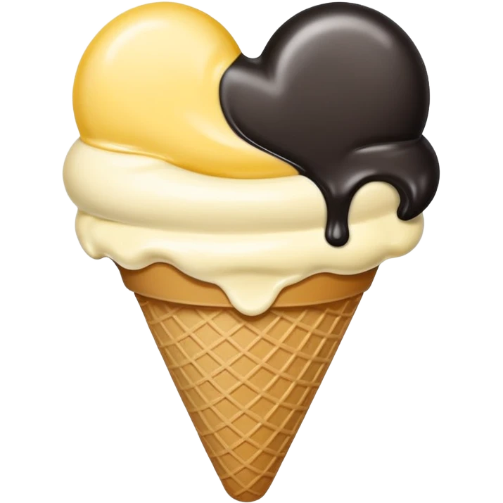 Half yellow and half black heart icecream emoji