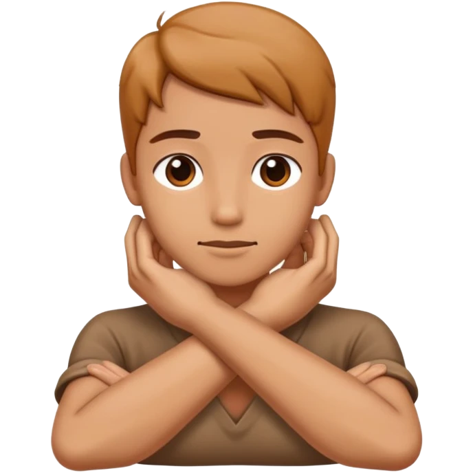 Hands crossed holding neck emoji