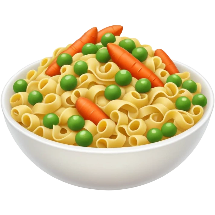 Noodles with corns, carrots and peas￼￼ emoji