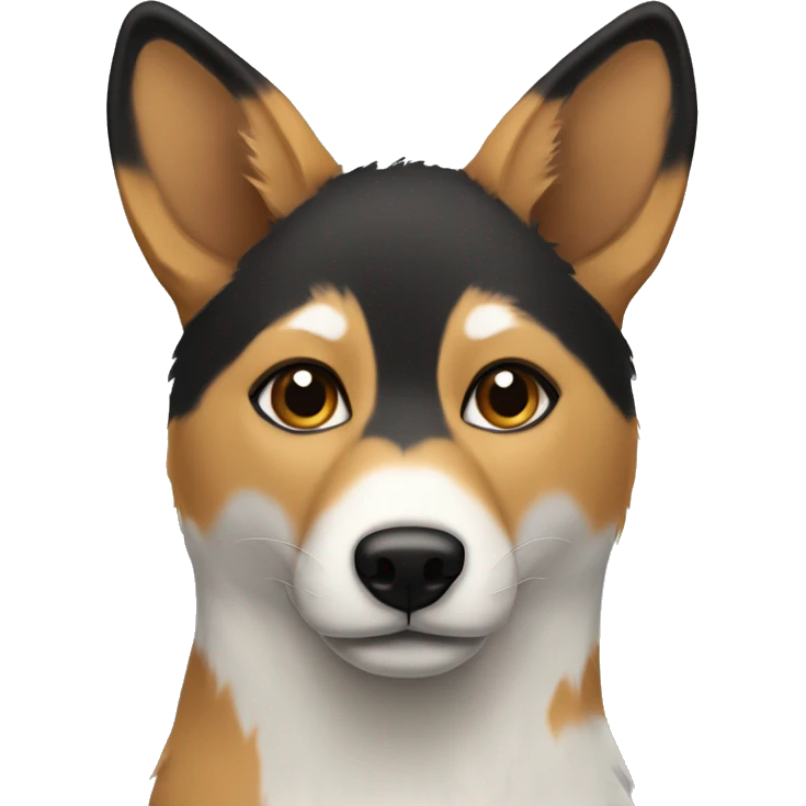 black white and tan fox terrior with balc around eyes and tan eyebrows emoji