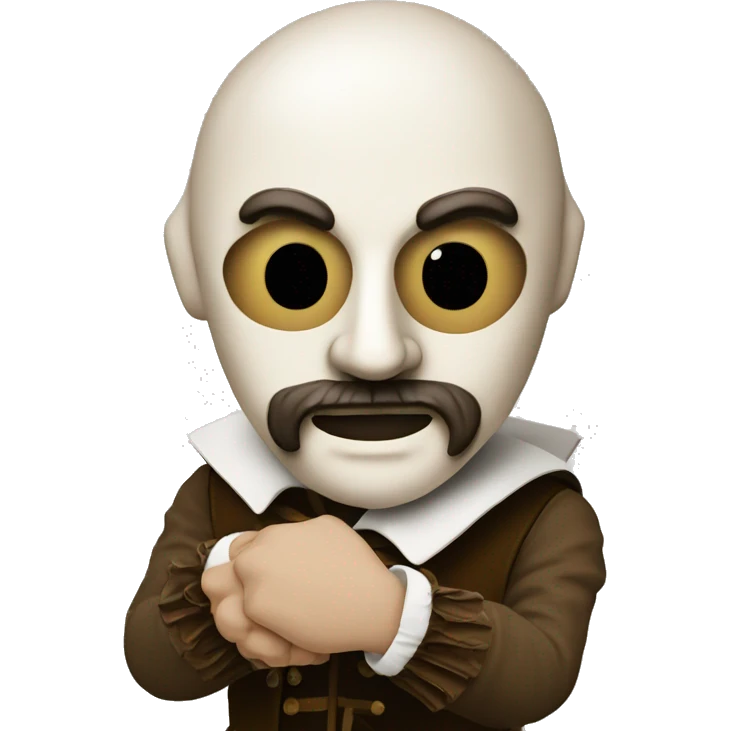 Shakespeare holds two masks in his hands - comedy and tragedy emoji