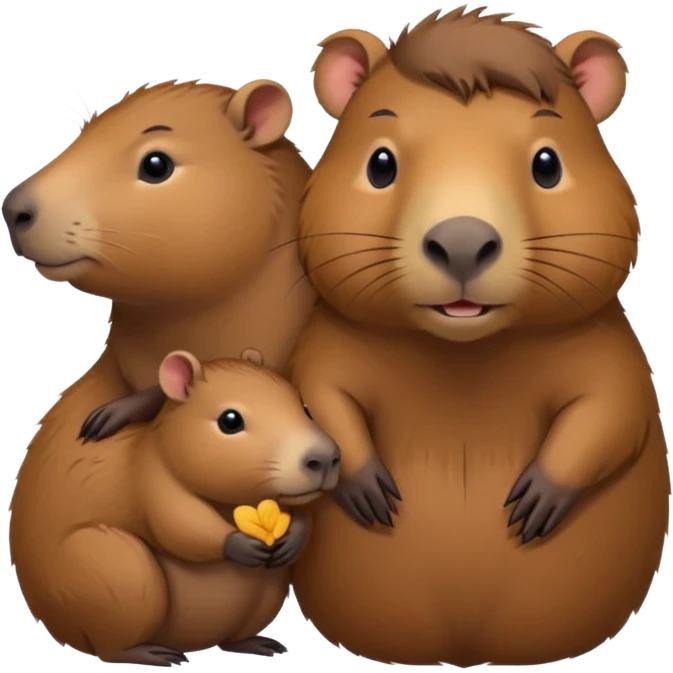 Capybara cute with it mom also don't let it look like a rat emoji