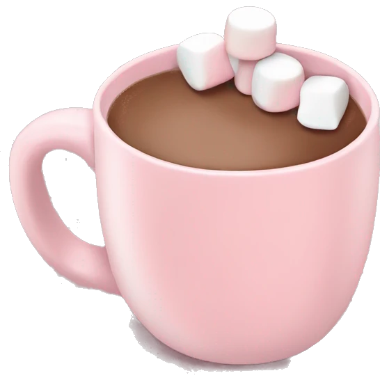 Light Pink mug of hot chocolate with marshmallows  emoji