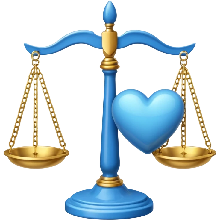 Blue heart with scales of justice emoji