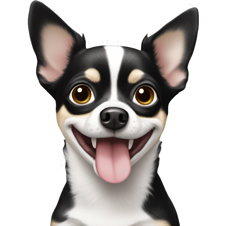 black and white chihuahua smiling emoji