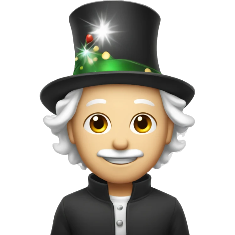White shpitz wearing new year hat emoji