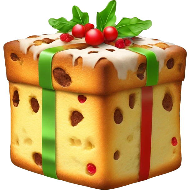 un panettone, tradicionalmente decorado con frutas confitadas verdes y rojas y pasas. emoji