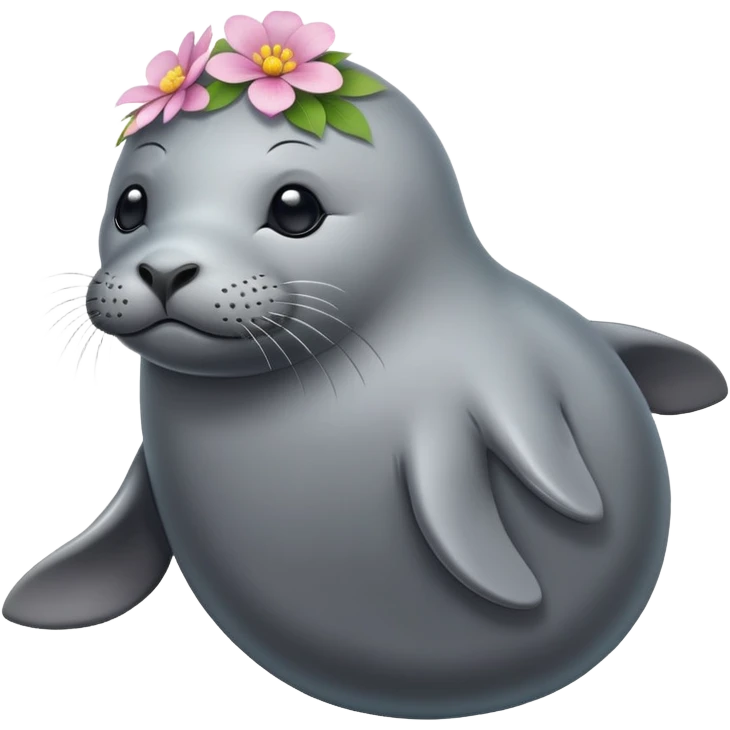 Seal with the flower on the head and shows whole body  emoji