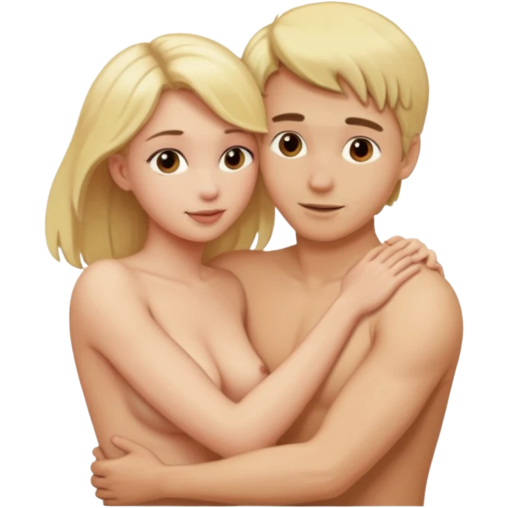 Naked blonde woman having sex with blonde man emoji