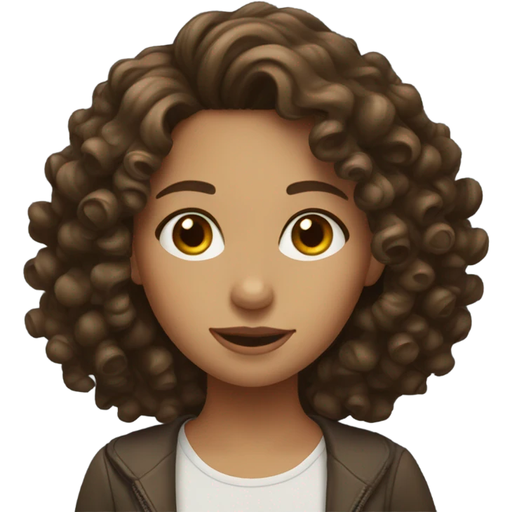 Curly brunette girl white emoji