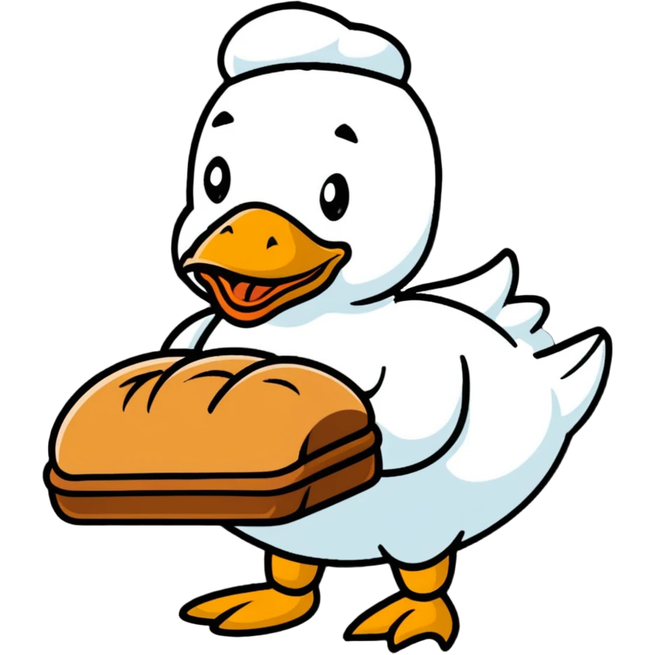 plain duck serving fresh gluten bread emoji
