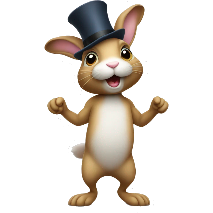 rabbit stands on two legs with a hat two ears emoji
