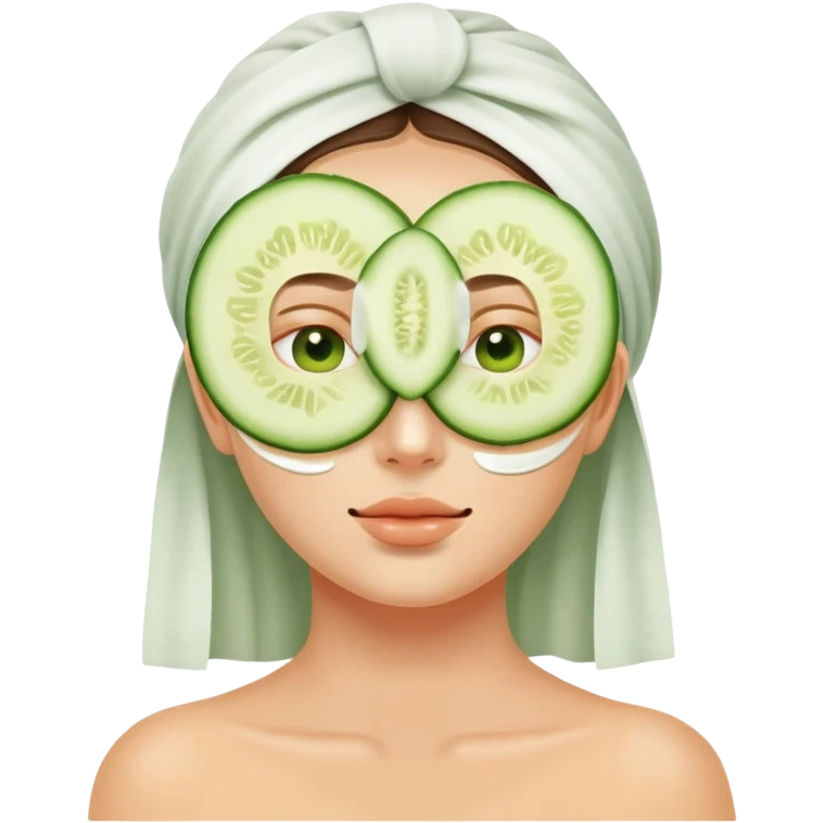 Face with clay mask and cucumber slices on the eyes emoji