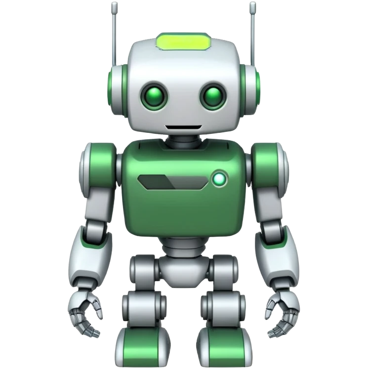 White and green painted robot, cybersecurity emoji