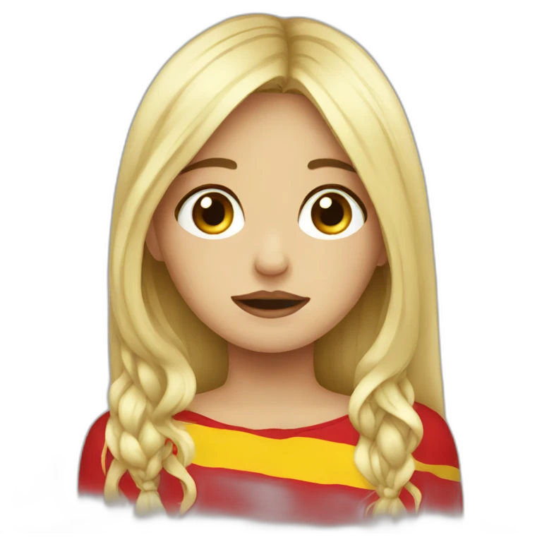 Crying blond girl with Spanish flag emoji