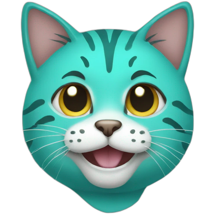 Turquoise cat smile emoji