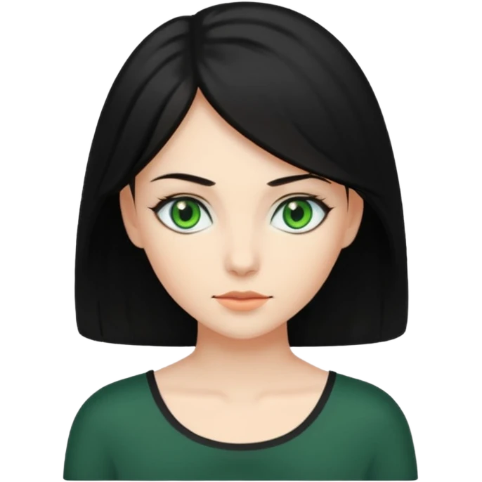 Yeşil gözlü siyah  omuz hizasında saçlı kadın emoji