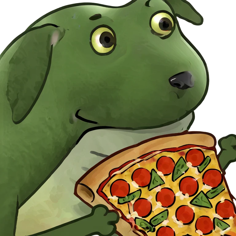 happy dog with pizza emoji
