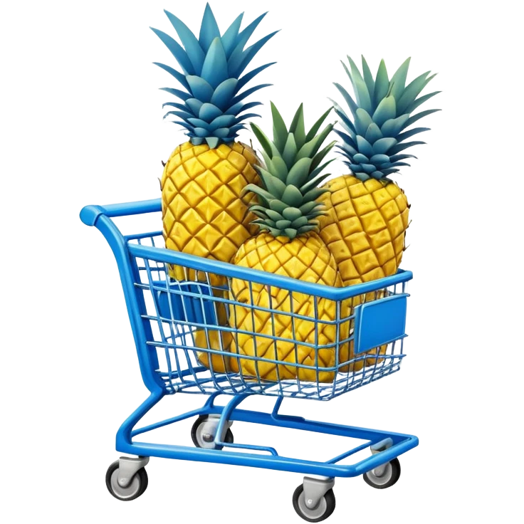 pineapples in a blue Shopping cart  emoji