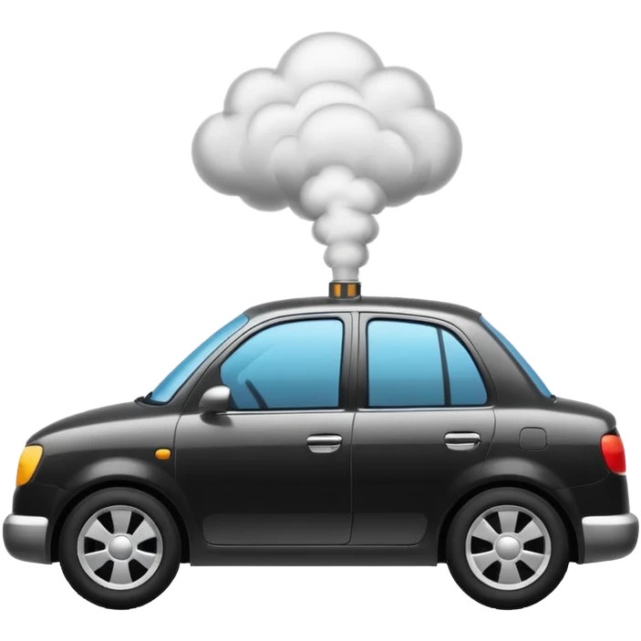 car with smoke coming from exhaust, emoji style emoji