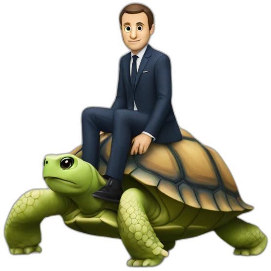 Macron sur tortue emoji