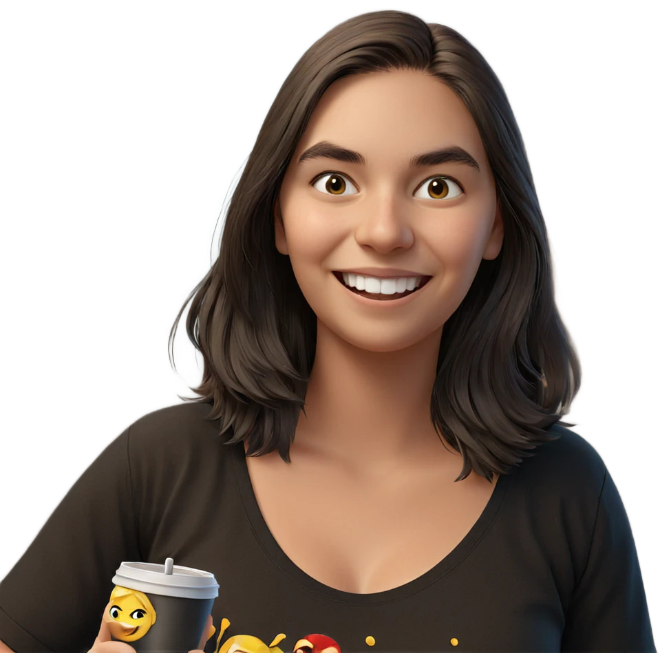 smiling girl in black shirt emoji