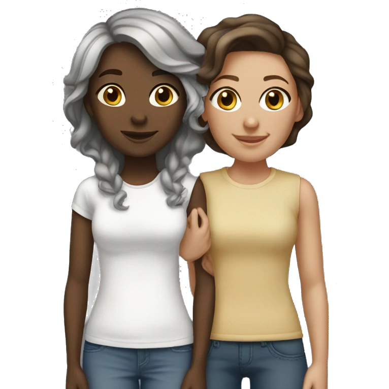 White Lesbian couple brunette hair  emoji