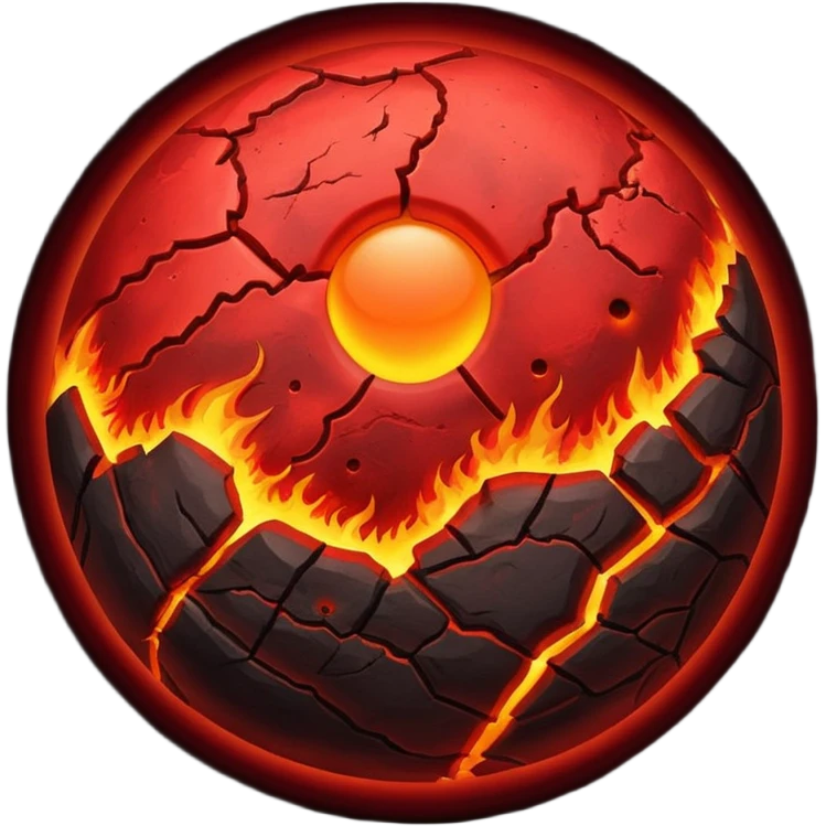 Crimson red planet with fire and cracks emoji