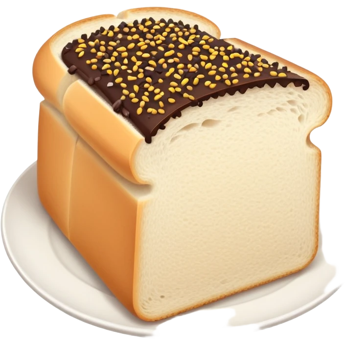 Slice of white bread on a white plate with chocolate sprinkles on top emoji
