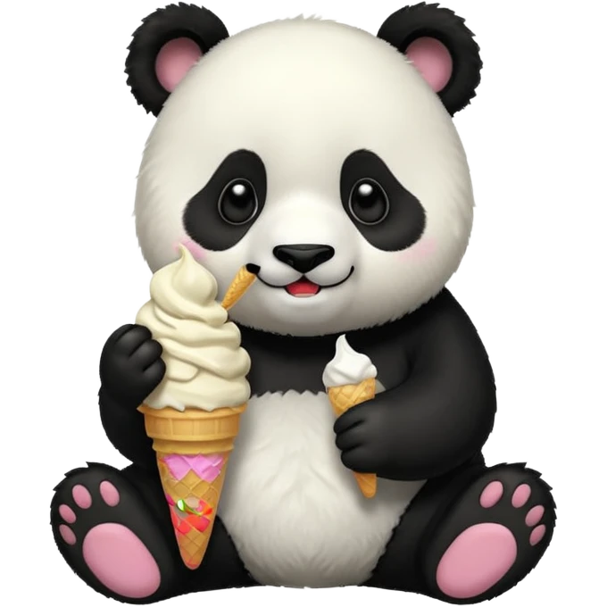 Panda eating ice cream emoji