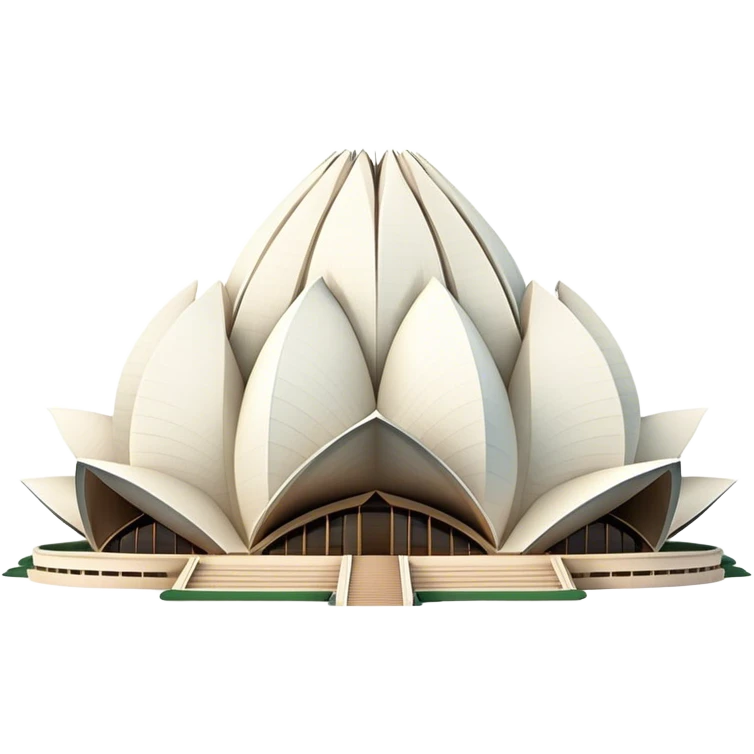 Cinematic Realistic Lotus Temple Landmark Emoji, showcasing the modern architectural marvel with petal‚Äêlike structures rendered with dynamic lighting and graceful textures. emoji