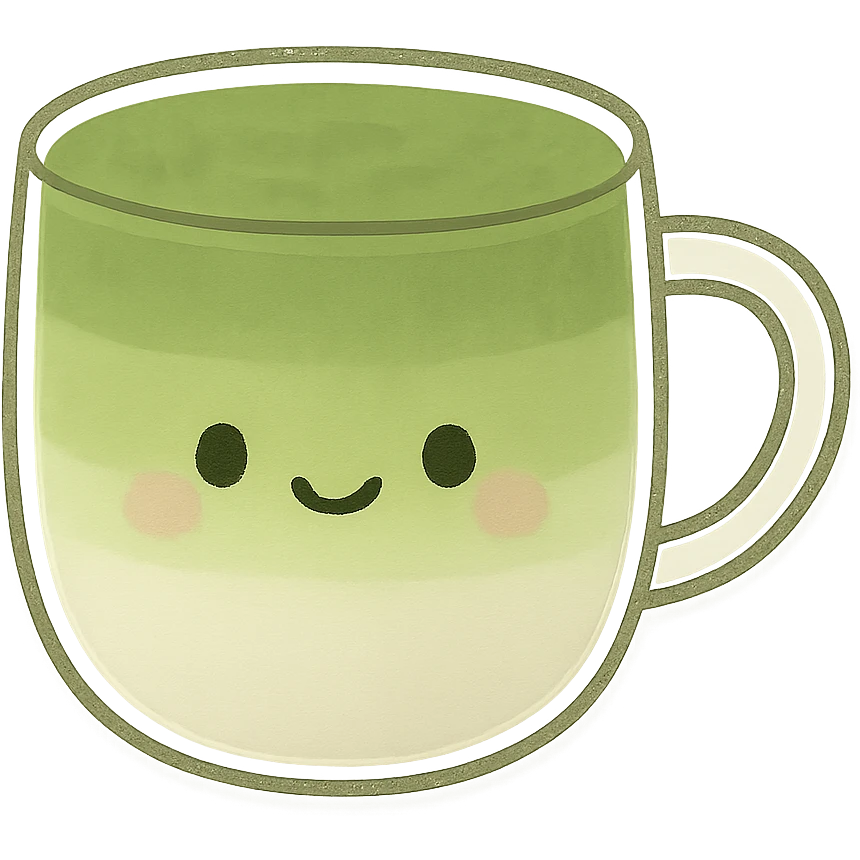 cute matcha latte in a see-through cup, layered green and milk colors in a gentle gradient, minimal and modern style emoji