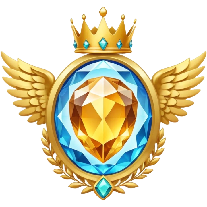 Big magic galactic gemstone award-in-frame-decorated-with-big-golden-angel--wings and crown emoji