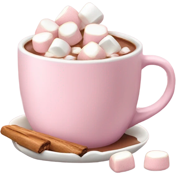 Light Pink mug of hot chocolate with marshmallows  emoji