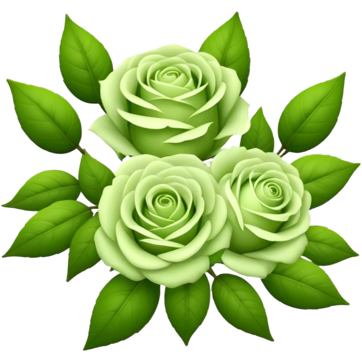 big bouquet Soft Green Tea Rose, luxuriant, leaf, bud emoji