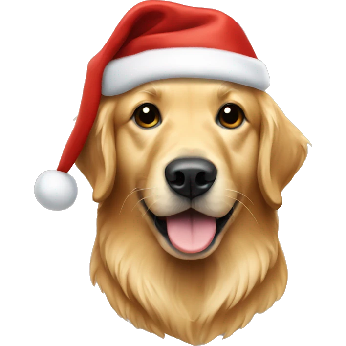 golden retriever wearing christmas hat emoji