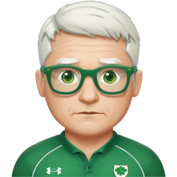 irish rugby player with very short white hair and green glasses emoji