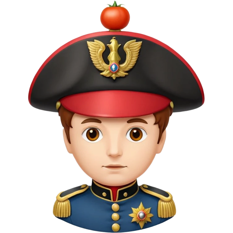 Tomato wearing Napoleon Bonaparte's bicorne hat and military officer uniform emoji